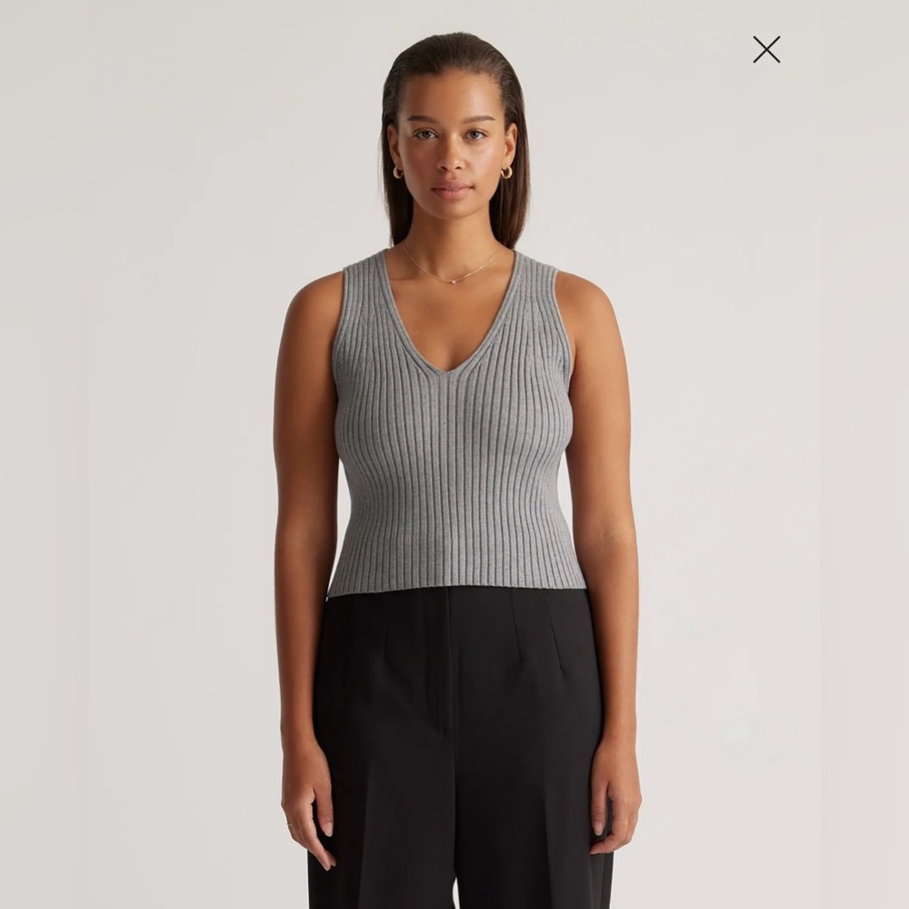 Quince Eco-Knit Cropped Sweater Tank, Size Small in Heather Grey